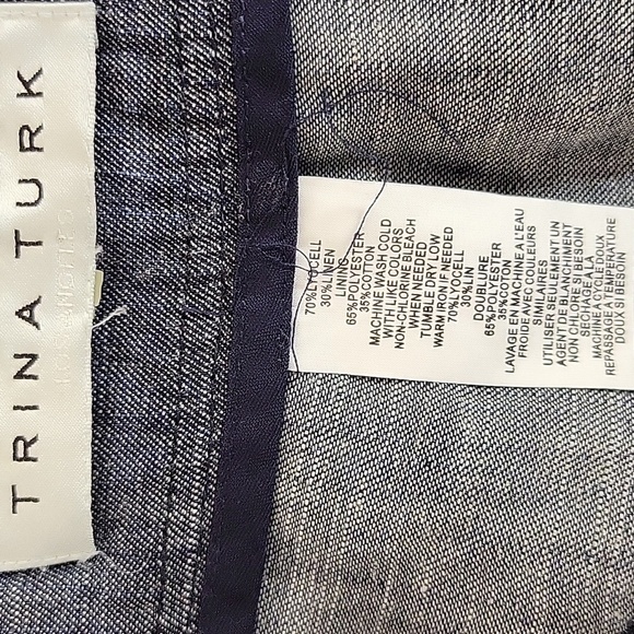Trina Turk Chambray Denim Fringe Hem Pants. Small - Picture 6 of 6